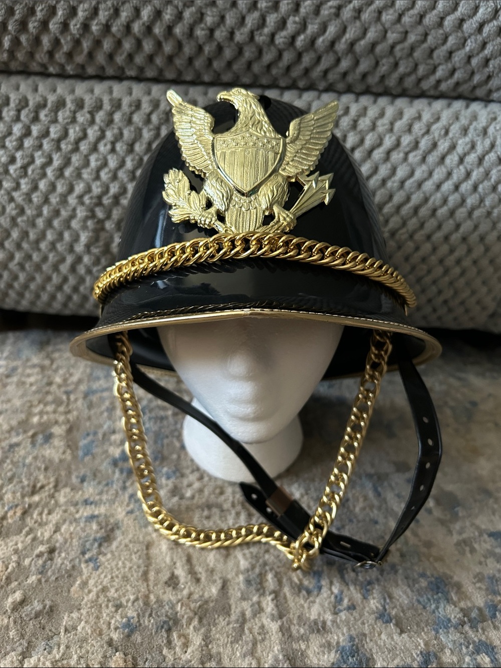 Black and Gold Decorative Military-Style Hat